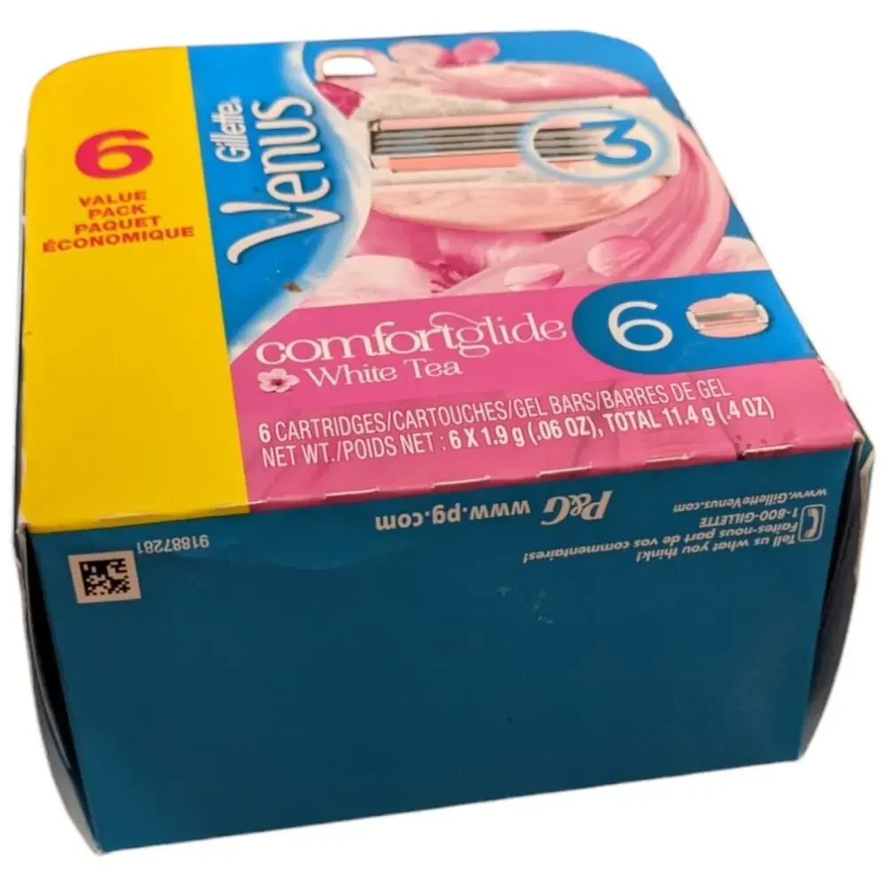 Gillette Venus White Tea 6 Cartridges Razor 3 Blades Value Pack Pink